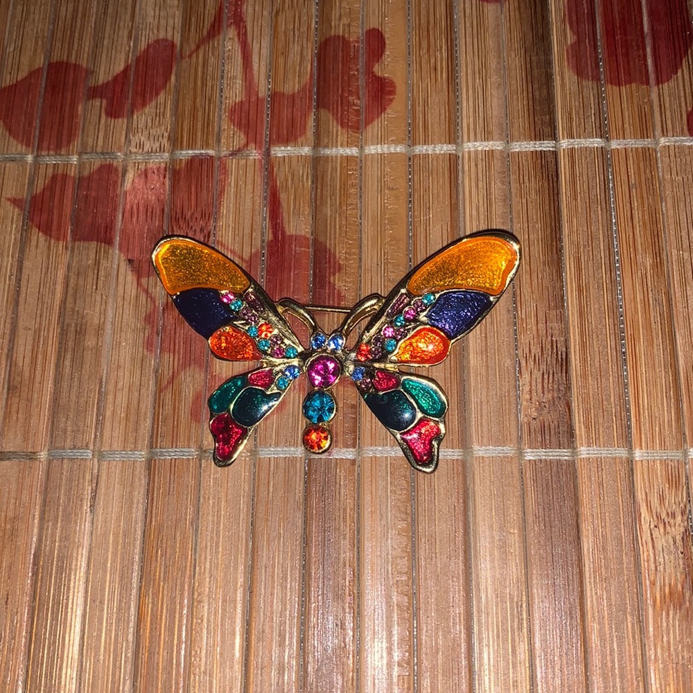 Don Lin enameled and rhinestone butterfly  good cond